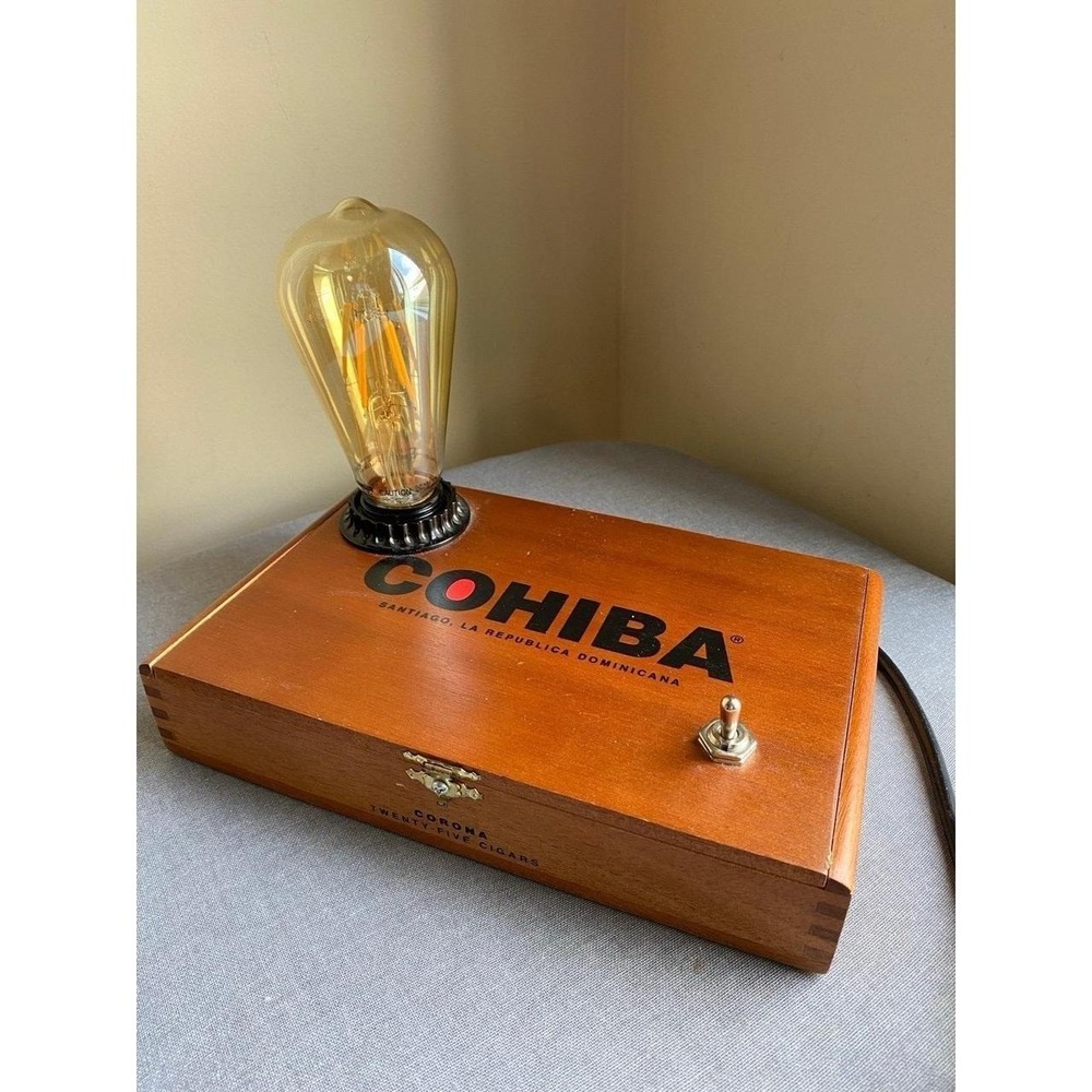 Cigar Box Lamp Cohiba Steampunk Man Cave Decor  2" x 6" x 9" Handmade